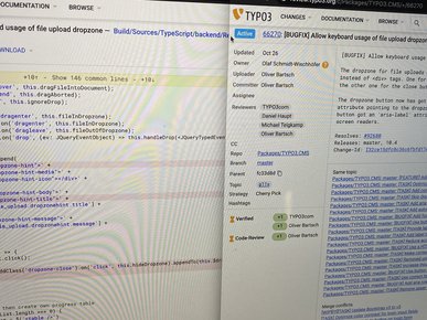 Bildschirmfoto von Code-Anpassungen aus dem TYPO3 Accessibility Sprint