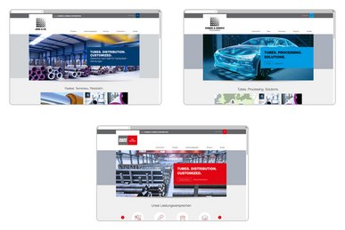 Die Website der drei Tochterunternehmen von Hoberg und Driesch sind nebeneinander abgebildet