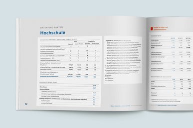 Eine Nahaufnahme zeigt eine umfangreiche Tabelle über das Hochschulpersonal