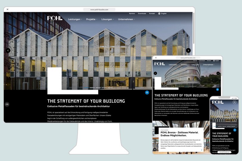 Responsive Darstellung der POHL-Website in mehreren Endgeräten