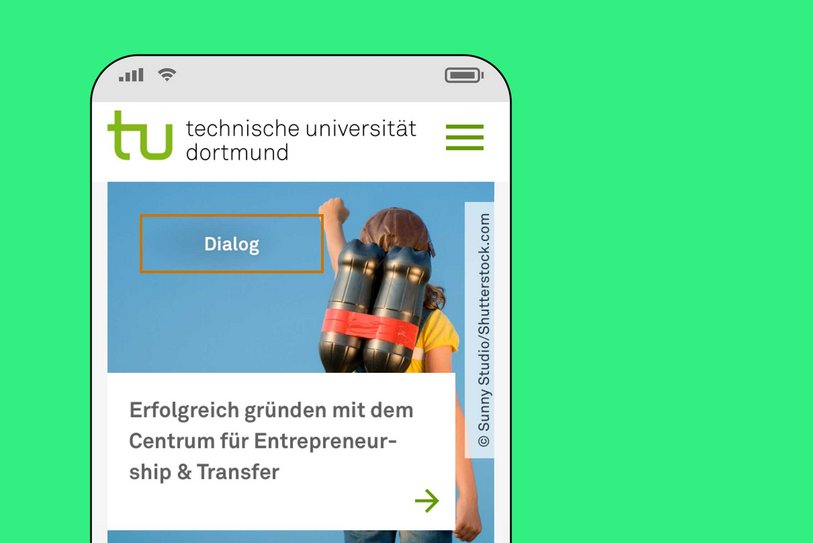 Eine Nahaufnahme zeigt die Startseite im Smartphone