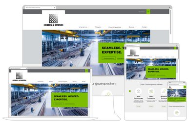 Die Website ist responsiv in mehreren Endgeräten eingebaut