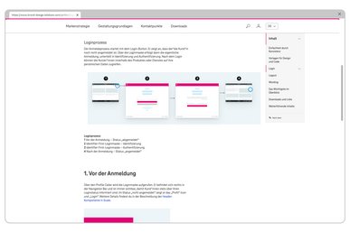 Die Unterseite zeigt, wie Login-Masken bei der Telekom digital gestaltet werden sollen.