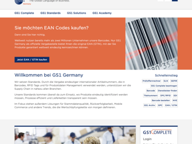 Startseite der Gs1 Website